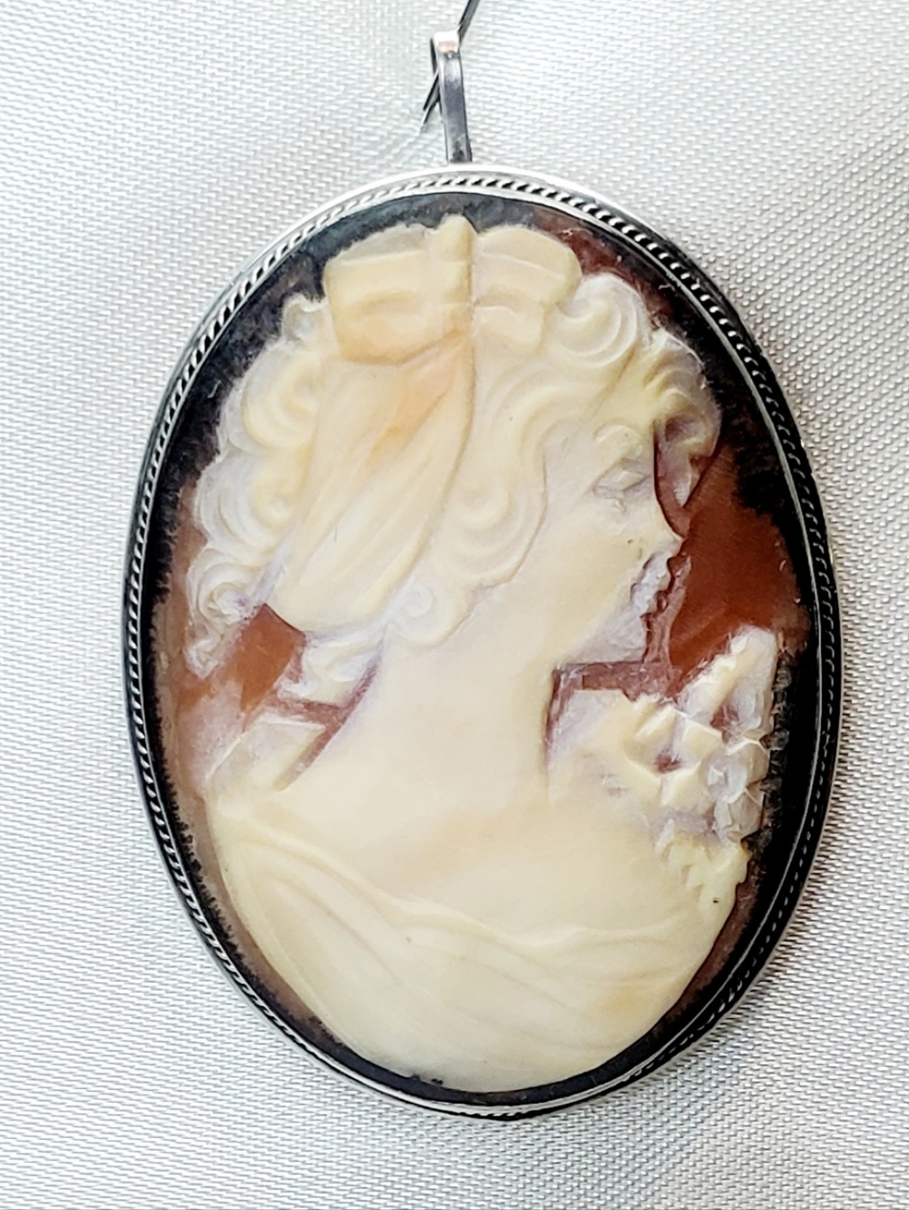 Large 1960's Italian Vintage Sterling Silver Cameo